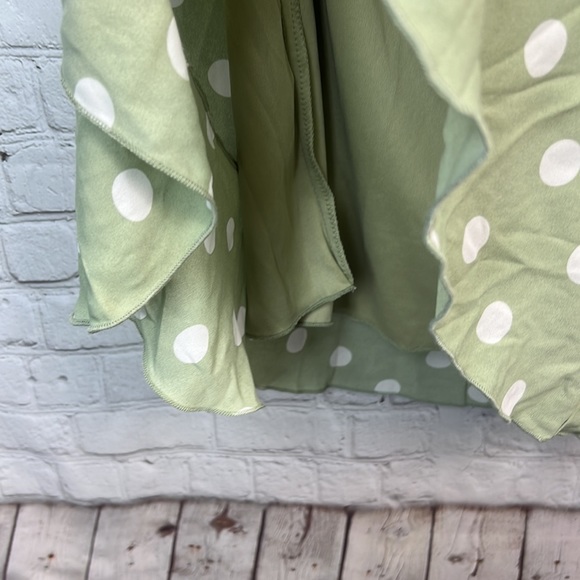 Teeze Me Sage Green & White Polka Dot Ruffle Halter Dress Juniors Size 9/10 & 13 - Picture 6 of 7